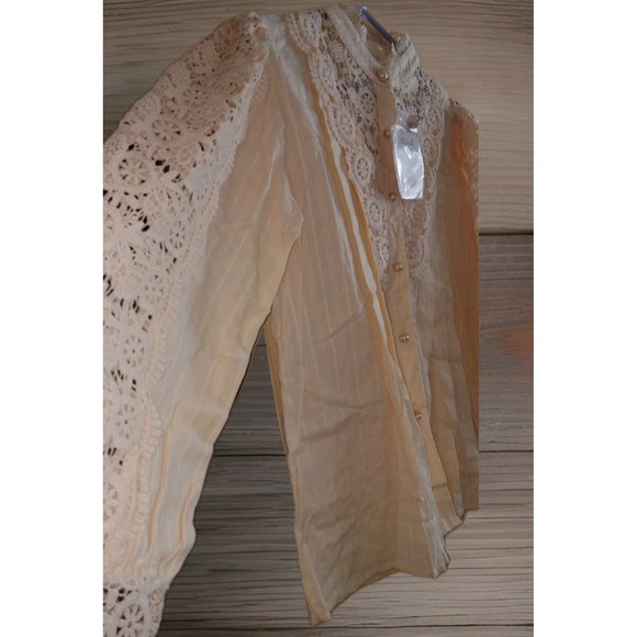 NWT Victorian Yellow Renaissance Blouse 3X Edwardian Romantic Feminine Crochet - Picture 4 of 8